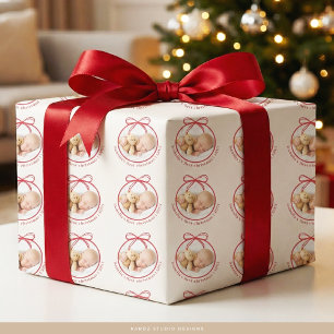 Papier Cadeau Nom du bébé personnalisé Photo Noël
