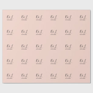Papier Cadeau nom du couple de mariage lettre date fond pastel r