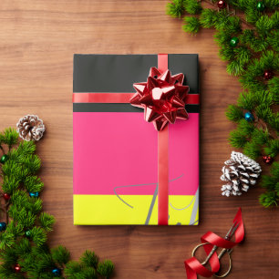 Papier Cadeau Nom du monogramme de bande de blocs de couleur noi