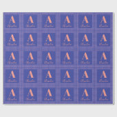 Papier Cadeau Nom du monogramme Plaid Purple Rose (Plat)