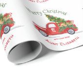 Papier Cadeau Nom du monogramme Russe Rouge Camion Noël (Coin rond)