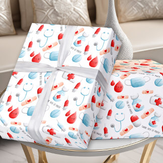 Papier Cadeau Nom du Motif Médicale Texte Infirmière