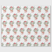 Papier Cadeau Nom du renne festif mignon Noël (Plat)