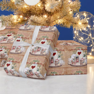 Papier Cadeau Nom du village de Noël de l'homme en pain d'épices