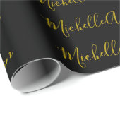 Papier Cadeau Nom écrit à la main minimaliste moderne de couleur (Coin rond)