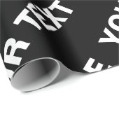 Papier Cadeau Nom éditable gras répétitif | Simple noir blanc (Coin rond)