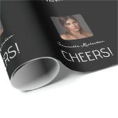 Papier Cadeau Nom élégant du script de photo noir (Coin rond)