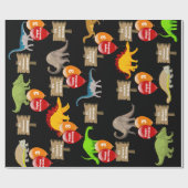 Papier Cadeau Nom et âge personnalisés Dinosaure Anniversaire (Plat)