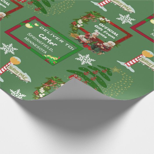 Papier Cadeau Nom et emplacement de livraison père Noël (Coin)