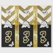 Papier Cadeau Nom et initiales personnalisés Mariage/anniversair (Plat)