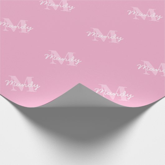 Papier Cadeau Nom et monogramme curieux à l'air mignon | Rose (Coin)