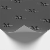 Papier Cadeau Nom et monogramme | Gris foncé (Coin)