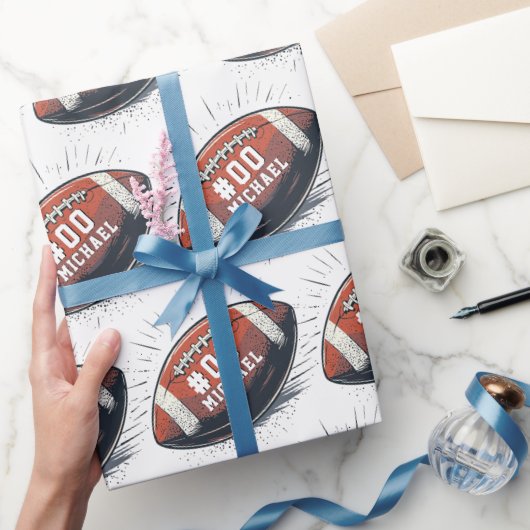 Papier Cadeau Nom et numéro personnalisés Football américain (Cadeaux)