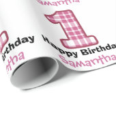 Papier Cadeau Nom fait sur commande A08 anniversaire ROSE de (Coin rond)