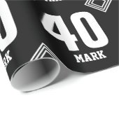 Papier Cadeau Nom fait sur commande B01 de quarantième (Coin rond)