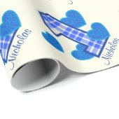 Papier Cadeau Nom fait sur commande V03 anniversaire BLEU de (Coin rond)