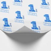 Papier Cadeau Nom fait sur commande V03a anniversaire BLEU de (Coin)