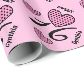 Papier Cadeau Nom fait sur commande V06 de POINTS de (Coin rond)