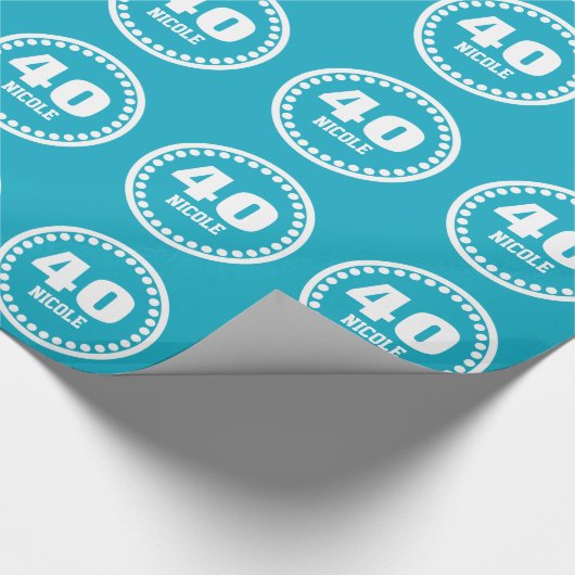 Papier Cadeau Nom fait sur commande V15 de quarantième (Coin)