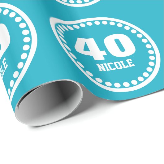 Papier Cadeau Nom fait sur commande V15 de quarantième (Coin rond)