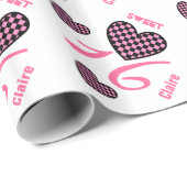 Papier Cadeau Nom fait sur commande V3 de COEURS de (Coin rond)