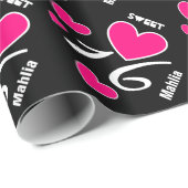 Papier Cadeau Nom fait sur commande V3N1 de COEURS de (Coin rond)