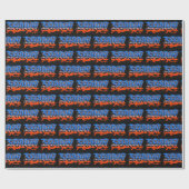 Papier Cadeau Nom Graffiti blue orange (Plat)