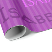 Papier Cadeau Nom HAMbWG Plum Purple Stripe (Coin rond)