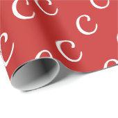 Papier Cadeau Nom initial de Noël personnalisé (Coin rond)