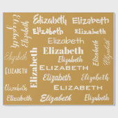 Papier Cadeau Nom initial Monogramme Or Blanc cadeau personnalis (Plat)
