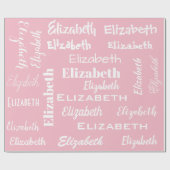 Papier Cadeau Nom initial Monogramme rose blanc cadeau personnal (Plat)