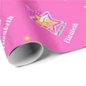 Papier Cadeau Nom joli Super Grad Pink modifiable (Coin rond)