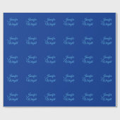Papier Cadeau Nom manuscrit Classique Bleu de la Force aérienne  (Plat)