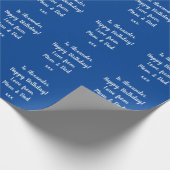 Papier Cadeau Nom Modern Script Typographie Bleu Joyeux Annivers (Coin)
