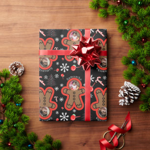 Papier Cadeau Nom moderne Deux photo Noël Homme en pain d'épice