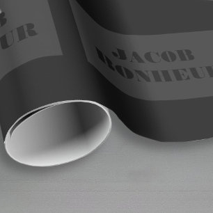 Papier Cadeau Nom moderne professionnel   Gris foncé et noir