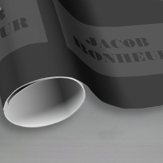 Papier Cadeau Nom moderne professionnel | Gris foncé et noir