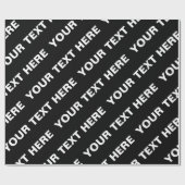 Papier Cadeau Nom modifiable répété en gras | Blanc noir simple (Plat)