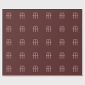 Papier Cadeau Nom Monogramme d'apparence moderne | Rouge marron (Plat)