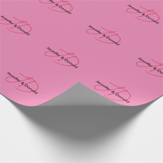 Papier Cadeau Nom monogramme de script classique tendance (Coin)