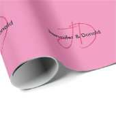 Papier Cadeau Nom monogramme de script classique tendance (Coin rond)
