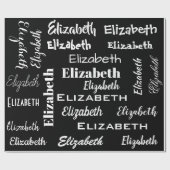 Papier Cadeau Nom Monogramme initial noir cadeau personnalisé (Plat)