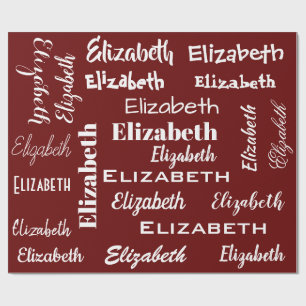 Papier Cadeau Nom Monogramme initial Rouge Blanc Personnalisé Ca