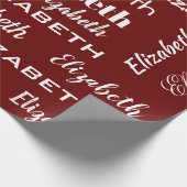 Papier Cadeau Nom Monogramme initial Rouge Blanc Personnalisé Ca (Coin)