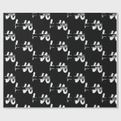 Papier Cadeau Nom Monogrammé noir et blanc écrit à la main (Plat)