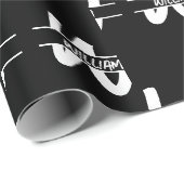 Papier Cadeau Nom Monogrammé noir et blanc écrit à la main (Coin rond)
