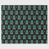 Papier Cadeau Nom monogramme Star Green Black Custom (Plat)