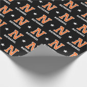 Papier Cadeau Nom monogramme Star Orange Black Custom (Coin)