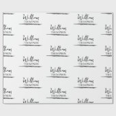 Papier Cadeau Nom monographique moderne noir et blanc (Plat)
