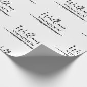 Papier Cadeau Nom monographique moderne noir et blanc (Coin)